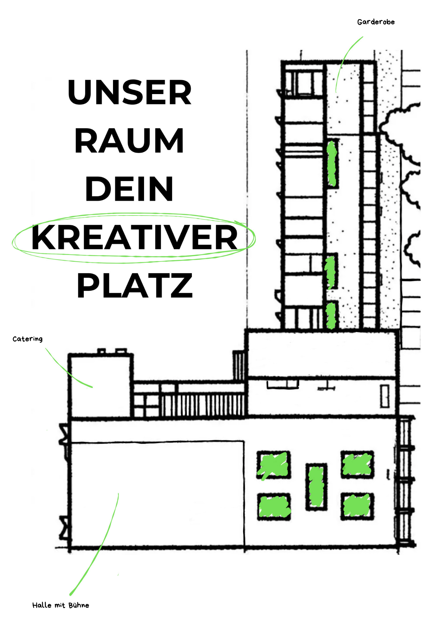 Poster vom Raumplan der Eventlocation Phoenixhalle im Römerkastell
